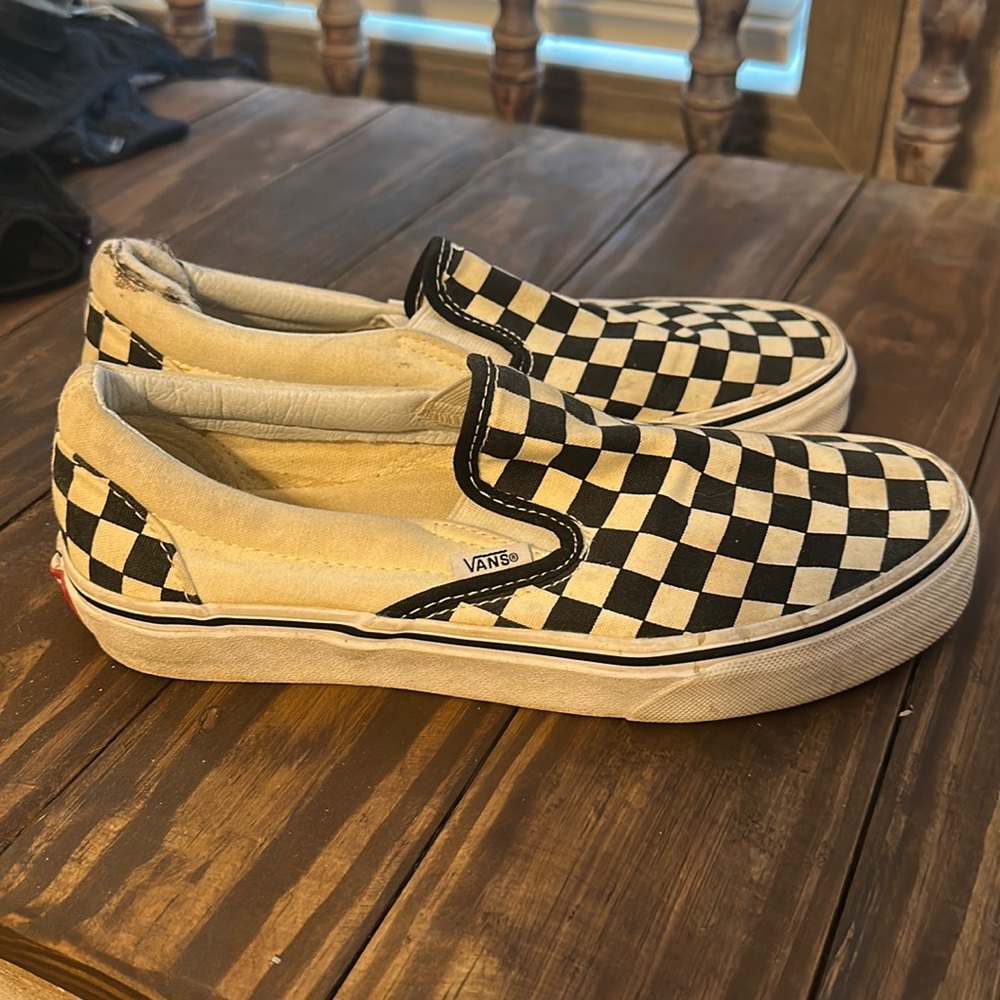 Checkered slip on vans
